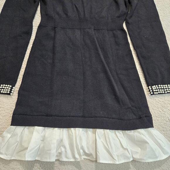 NWT Endless Blu Victoria Sweater Dress Faux Pearl Details Sz M Boardroom Chic - Picture 11 of 13